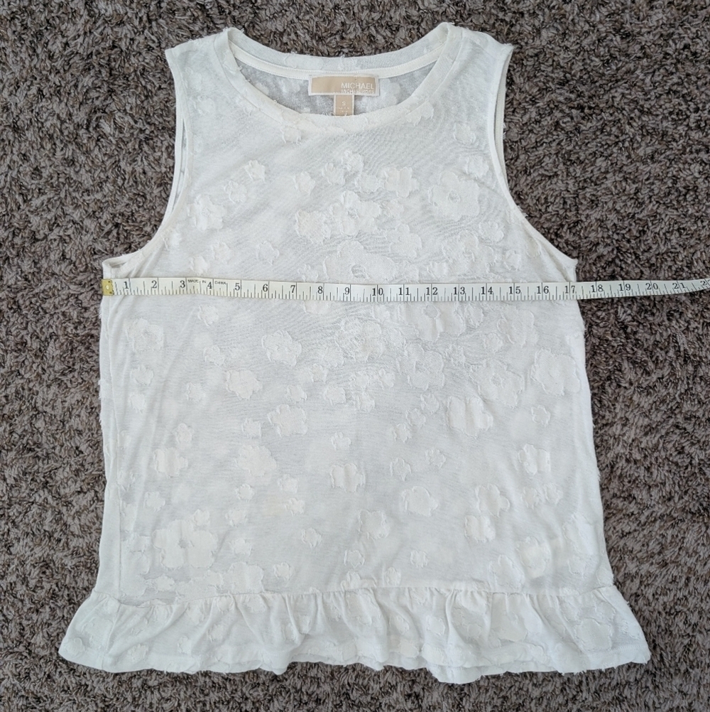 Michael Michael Kors Floral White Tank with Ruffled Hem - Picture 6 of 7